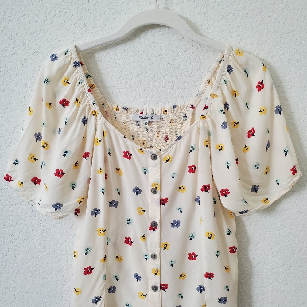 Madewell Floral Boho Cottagecore Viscose Seamed Button Down Shirt XS - Picture 12 of 16